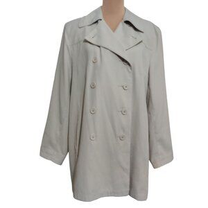 Valerie Stevens Womens Trench Coat Double Breasted Belted Microfiber Cream Sz 12